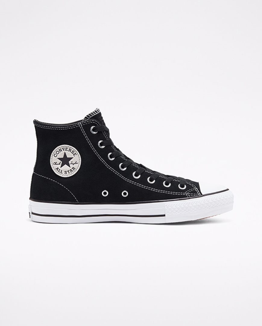 Zapatillas Skate Converse CONS Chuck Taylor All Star Pro Suede Mujer Negras Blancas | PE 57P420